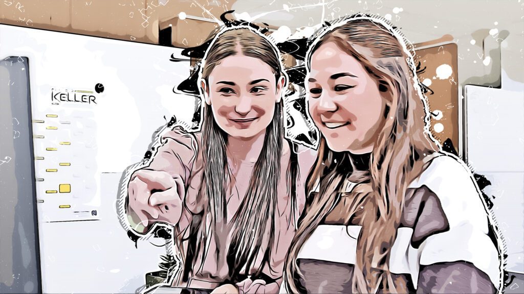 Anna und Lisa, Ausbildung Industriekauffrau bei REINHOLD KELLER, Cartoon Effekt