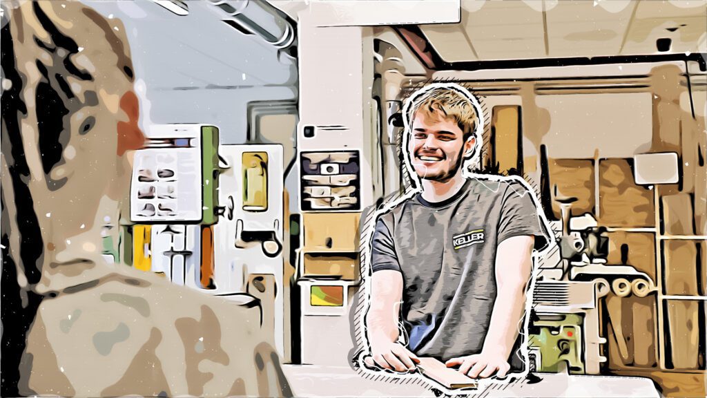 Felix, Schreinerausbildung bei REINHOLD KELLER, Cartoon Effekt