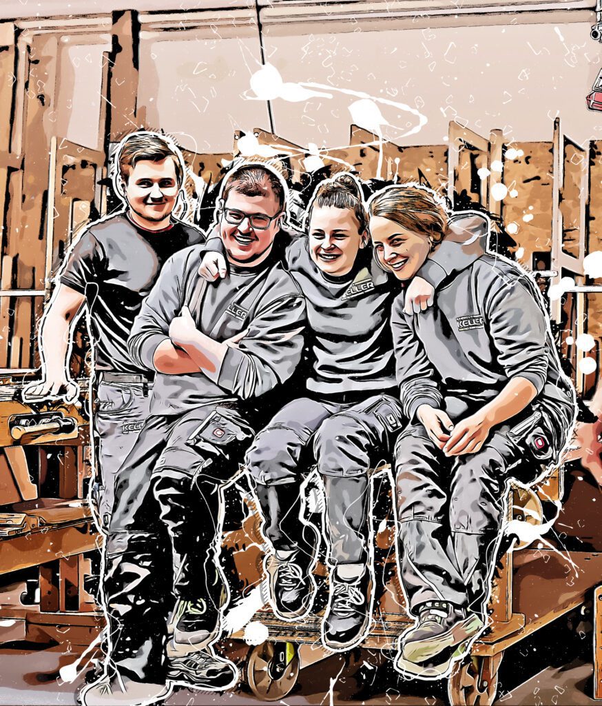 Schreinerazubiteam, Cartoon Effekt