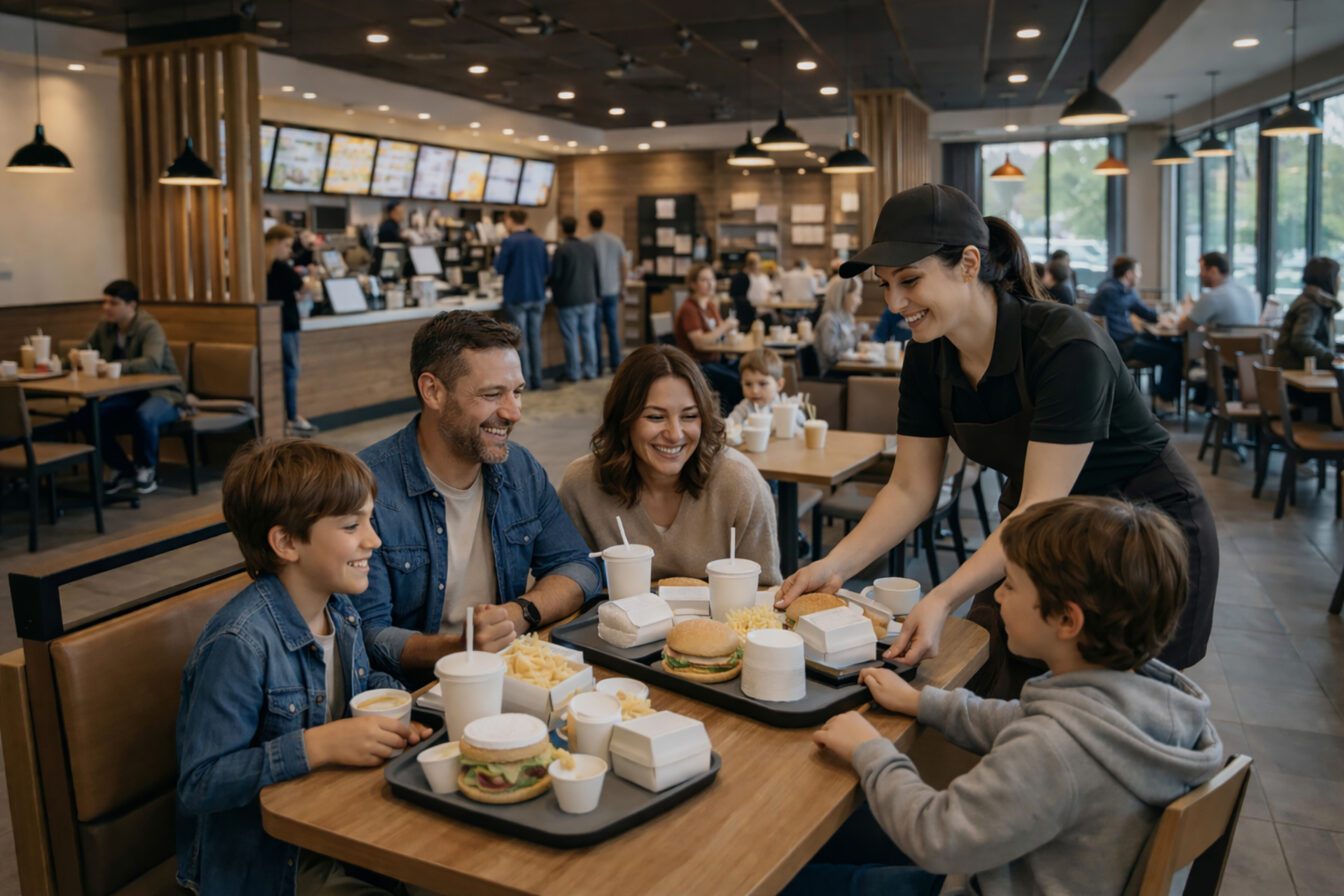Familie im Schnellrestaurant